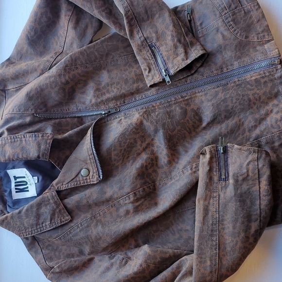 Kut from the Kloth Leopard Print Moto Jacket M - Picture 2 of 7